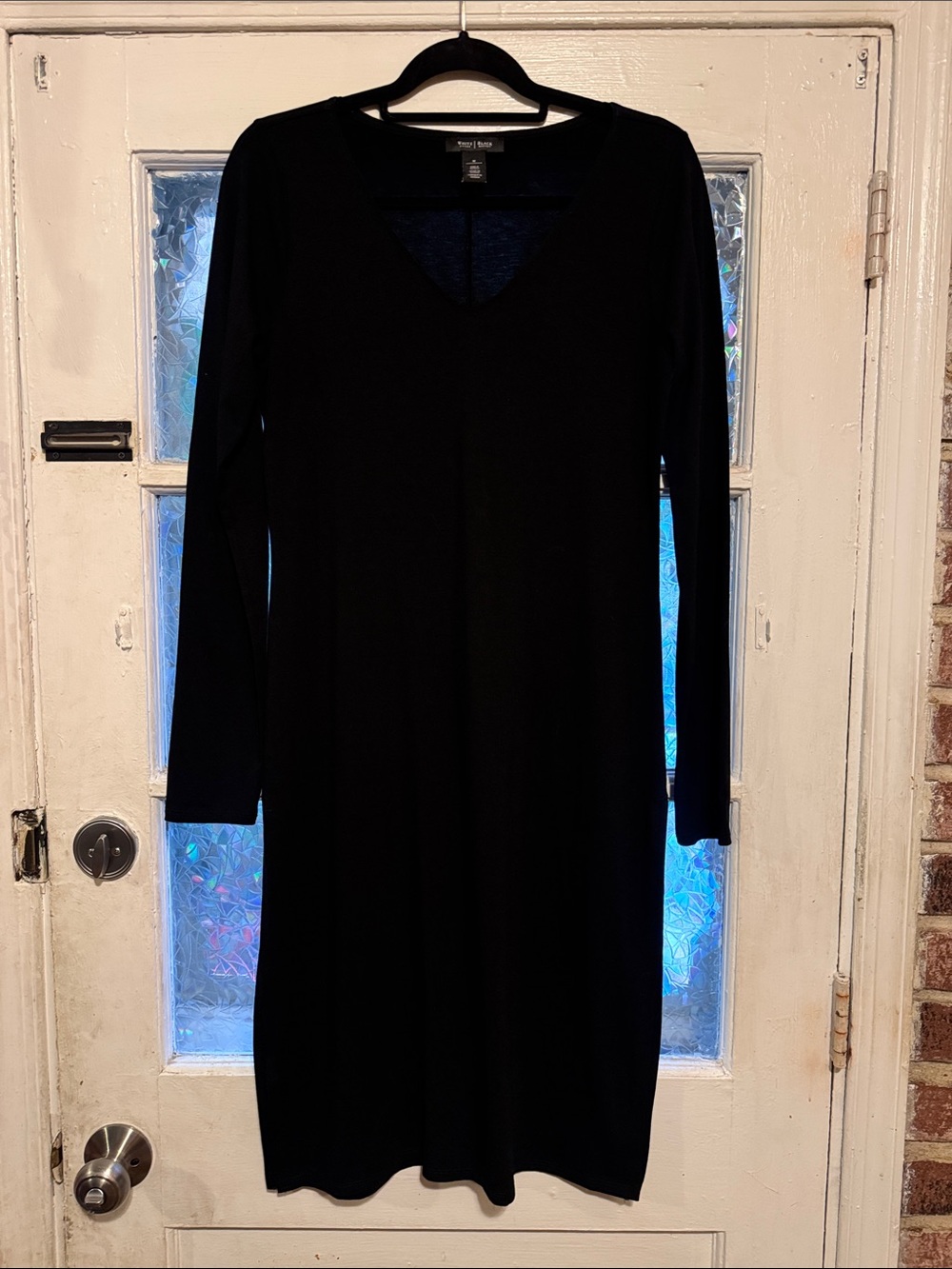 WHBM Black V-Neck high slit top / dress